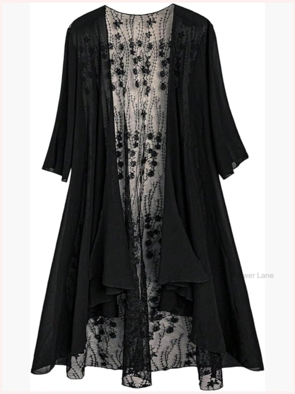 Plus Size Lace Mesh Sheer Blouse 3/4 Sleeve Tunic Top
